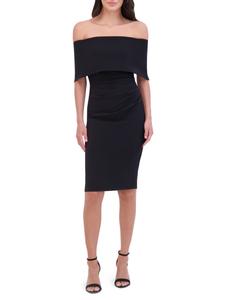 Коктейльное платье миди с открытыми плечами Vince Camuto, черный