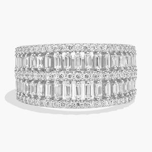 Кольцо с многорядными бриллиантами огранки «багет» из белого золота 14 карат (1 1/4 карата) Blue Nile