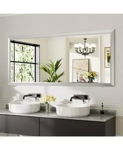 Зеркало для ванной комнаты, настенные зеркала в металлической раме толщиной 72 x 32 дюйма для спальни, прямоугольные настенные зеркала серебристого цвета (горизонтальные/вертикальные) Amorho, silver