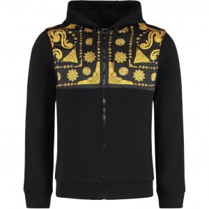Принтованный худи на молнии VERSACE, черный
