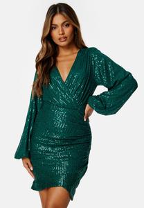 Коктейльное/вечернее платье SPARKLING WRAP DRESS Bubbleroom, темно-зеленый