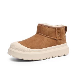 FAPAI Теплые водонепроницаемые износостойкие амортизирующие утепленные короткие снежные ботинки унисекс бежево-коричневые, цвет Beige Brown