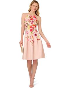 Платье Adrianna Papell Floral Border Short Dress, цвет Champagne Multi