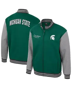 Мужская зеленая бейсбольная куртка Michigan State Spartans Ambi-Turner на молнии Colosseum