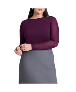 Женская футболка с прозрачными рукавами ELOQUII, фиолетовый