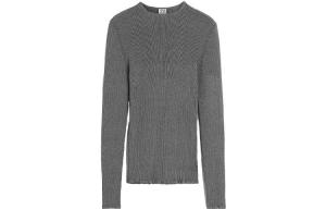Металлический ребристый трикотажный джемпер TOTEME, серый