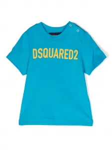 Футболка из хлопка с короткими рукавами и логотипом DSQUARED2 KIDS, синий