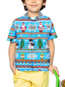 Рубашка на пуговицах классического кроя King Kameha Christmas Rows, светло-голубой