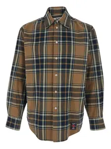 Рубашка в клетку с нашивкой-логотипом Msgm, коричневый