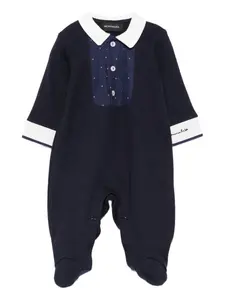 Комбинезон с воротником и складками Monnalisa, синий