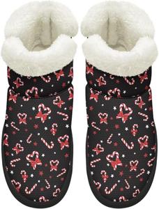 Женские зимние сапоги средней высоты с широким носком, противоскользящие, с меховой подкладкой, имитация кожи, без застежек, носить легко, размеры 4,5-12 Chririnla, Red Candy Cane