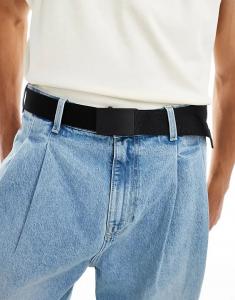 Ремень из тесьмы с матово-черной пряжкой черного цвета ASOS DESIGN