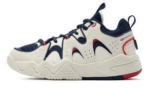 Женские баскетбольные кроссовки Mid Top с противоскользящей подошвой Бежево-голубые QIAODAN