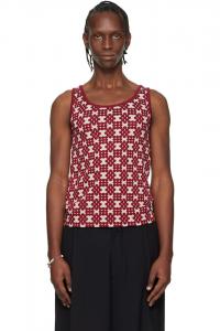 Dries Van Noten Майка из жаккарда кремового и красного цвета