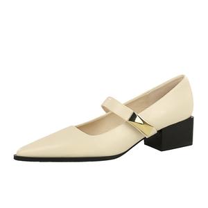 YAFEI XUANYU Женские туфли Мэри Джейн на массивном каблуке экрю, цвет Ecru