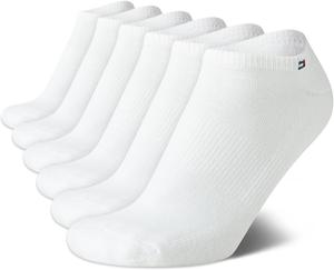 Женские спортивные носки Tommy Hilfiger No Show - 6 пар коротких мягких носков с амортизацией для женщин (размер 4-10), White Logo