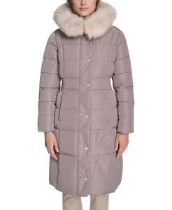 Женская пуховая куртка с капюшоном, застежкой-молнией и отделкой, набивная пухом Cole Haan, Cashew