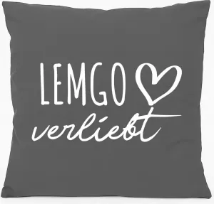 Подушка для дивана Huuraa Lemgo in Love Gift 40x40 см с наполнителем из хлопка стального серого цвета Lemgo Souvenir Hellweg Druckerei