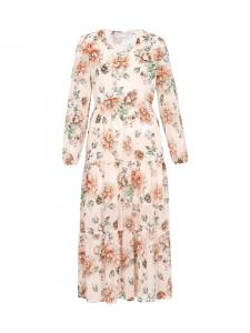 Usha Женское платье кремового многоцветного цвета
