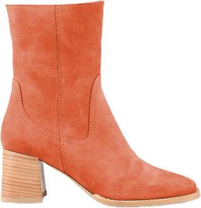 Женские ботильоны, с круглым носком, массивным каблуком и боковой застежкой-молнией, замшевые сапоги с стильным дизайном для коротких платьев WINDBXYB, Orange