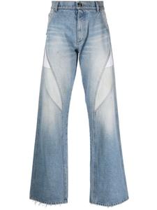 Balmain exposed-pocket cotton jeans, синий