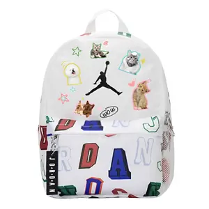 Jordan Полиэстеровый рюкзак обычный унисекс белый, Cute Cat and Dog
