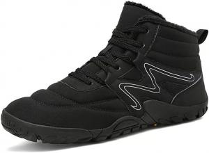 Мужские и женские зимние походные ботинки с широким носком, теплые снежные ботинки, минималистичные ботинки, с подошвой с нулевым перепадом, водонепроницаемые, противоскользящие ботильоны Hhhchpm, черный