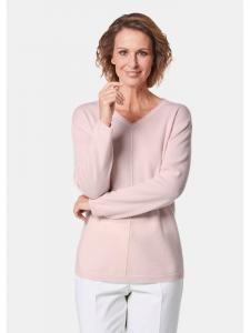 Короткий размер: базовый кашемировый свитер с V-образным вырезом цвета пудры GOLDNER