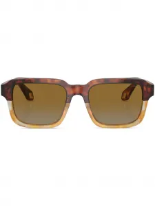 Солнцезащитные очки с прямоугольной оправой и тонированными линзами GIORGIO ARMANI, коричневый