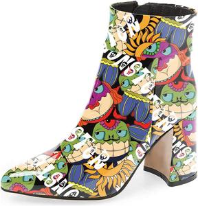 Женские ботильоны FSJ с остроконечным носком на высоком каблуке, глянцевая лакированная кожа, для вечеринок, размеры 4-15 США, Cartoon