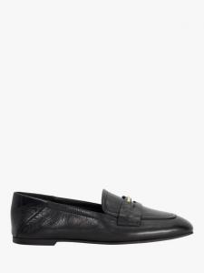 Glances Leather Crush Back логотип пенни лоферы Dune London, Black