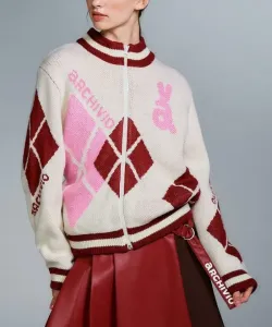 Вязаная куртка Argyle Archivio, цвет White(390)