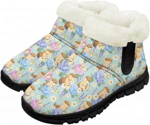 Детские зимние ботинки для мальчиков и девочек, утепленные высокие кеды с подошвой против скольжения и флисовой подкладкой, пушистые слипоны Chririnla, Kawaii Otter