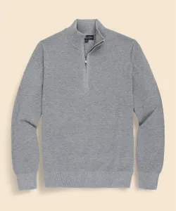 Пуловер с воротником-стойкой на молнии до середины груди из хлопка супима пике