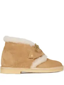 Ботинки из овчины на шнуровке Sandro, коричневый