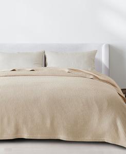 Хлопковое одеяло с вафельным плетением Linery & Co, Oatmeal, Full/Queen