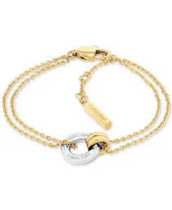 Браслет из двух цепочек с кольцом-логотипом из нержавеющей стали золотистого оттенка Calvin Klein, gold