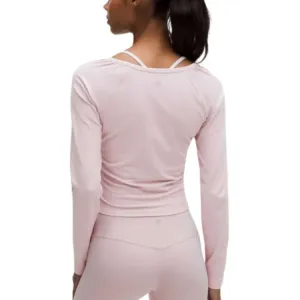 Футболка для йоги женская с низким круглым вырезом Moderate Lululemon, collegiate синий/preb