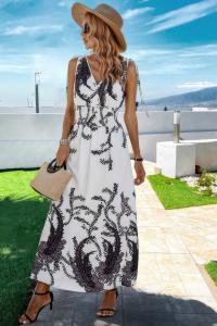 Кросс-ворот с цветочным принтом безрукавное платье-футляр TRUEDAMES, белый