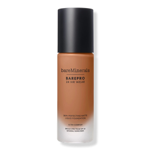 Основа BAREPRO 24HR Wear Skin-Perfecting Matte Liquid Foundation Mineral SPF 20 bareMinerals, Medium Deep 45 Neutral (for medium deep rich neutral skin with a subtle golden hue)