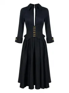 Платье миди с длинными рукавами Elisabetta Franchi, черный