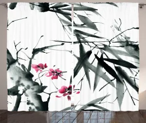 Бамбуковая штора ABAKUHAUS в деревенском стиле, с натуральными весенними бутонами, для спальни, со сборками, петлями и крючками, 280 x 175 см, темно-зеленый с фиолетовым оттенком Abakuhaus