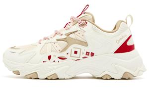 QIAODAN Женские повседневные туфли с низким верхом, устойчивые к истиранию и нескользящие, бежево-красные, с увеличенной высотой отскока