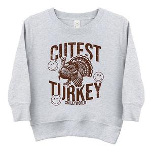 Свитшот с принтом Smileyworld cutest turkey distressed для малышей The Juniper Shop, Heather Grey