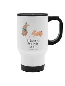 Белая термокружка с панцирем кролика и надписью Mr. & Mrs. Panda