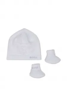 Комплект из шапки и пинеток с вышитым логотипом BOSS Kidswear, белый