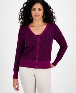 Женский кардиган с V-образным вырезом и длинными рукавами, с принтом, эксклюзивно представлен в Macy's JM Collection, Acai Berry Combo