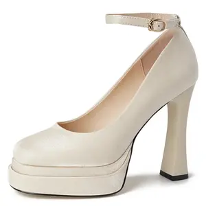 Lan Miao Женские туфли на платформе с массивным каблуком экрю, цвет Ecru