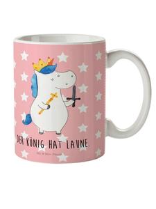 Детская кружка Король-единорог с мечом и надписью в пастельно-красных тонах Mr. & Mrs. Panda
