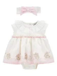 Комплект с рюшами и мотивом зайчика Monnalisa, белый